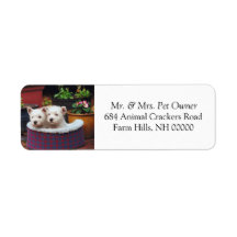 Cute White Puppies Return Address Mail Stickers Custom Return Address Labels