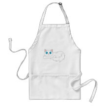 Cute White Ragdoll Cat Cartoon Aprons