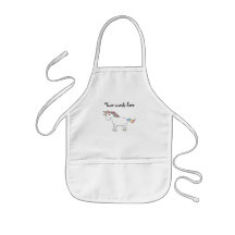 Cute white rainbow unicorn apron