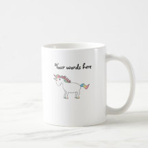 Cute white rainbow unicorn coffee mugs