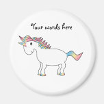 Cute white rainbow unicorn fridge magnet