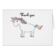 Cute white rainbow unicorn greeting card