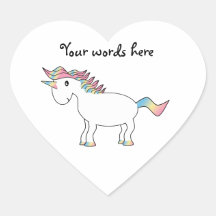 Cute white rainbow unicorn heart stickers