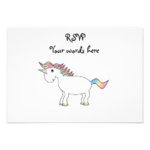 Cute white rainbow unicorn invitation