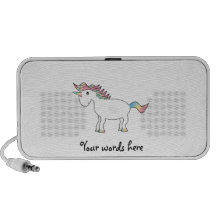 Cute white rainbow unicorn mini speakers