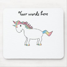 Cute white rainbow unicorn mouse pad