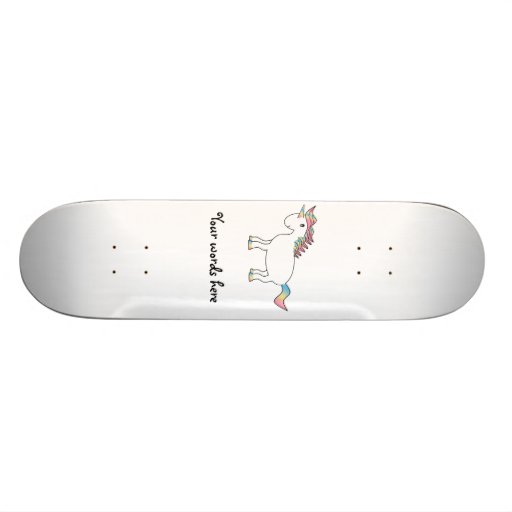 Cute white rainbow unicorn skate decks