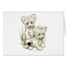 Cute White Tiger Cubs Card