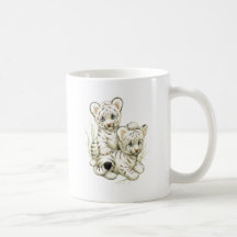 Cute White Tiger Cubs Coffee Mugs