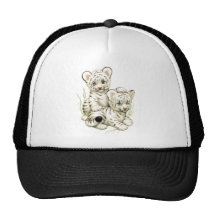 Cute White Tiger Cubs Mesh Hats