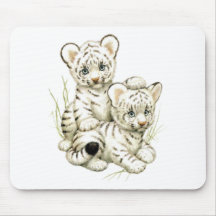 Cute White Tiger Cubs Mousepads