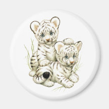 Cute White Tiger Cubs Refrigerator Magnets