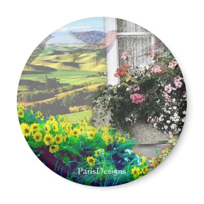 cute window spring flowers refrigerator magnets by ParisDesigns