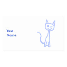 Cute winking cat. Blue. Business Card