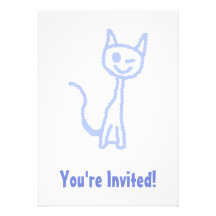 Cute winking cat. Blue. Custom Announcement