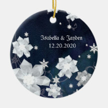 Cute WInter Glitter Wedding Keepsake for Newlyweds Christmas Ornaments