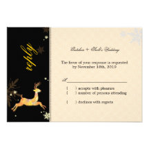 Cute Winter Reindeer Wedding RSVP Cards (3.5x5) Personalized Announcement