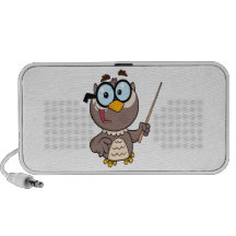cute wise owl teaching teacher cartoon laptop speakers