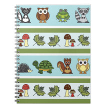 Cute Woodland Creatures Print Spiral Note Books