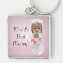 Cute World's Best Midwife Keychain