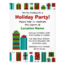 Cute Wrapped Presents Holiday Party Invitation