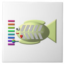 Cute X-ray fish playing the xylophone tiles
