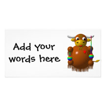 Cute yak with yo-yos photo greeting card