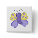 cute yellow and purple happy butterfly cartoon pin