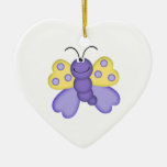 cute yellow and purple happy butterfly cartoon christmas tree ornament