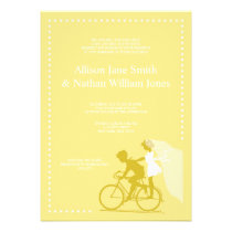 CUTE Yellow Bicycle Couple Wedding Invitation invitations