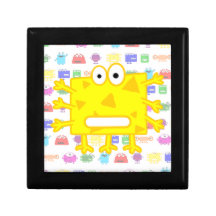 Cute Yellow Cartoon Monster Keepsake Box
