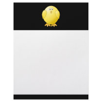 Cute Yellow Chick. Little Bird on Black. Letterhead Template