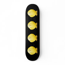 Cute Yellow Chick. Little Bird on Black. Skateboard Deck