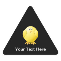 Cute Yellow Chick. Little Bird on Black. Triangle Stickers