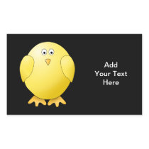 Cute Yellow Chick. Little Bird on Black. Rectangular Stickers