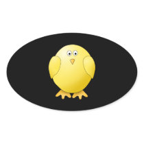 Cute Yellow Chick. Little Bird on Black. Stickers