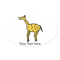 Cute yellow giraffe oval stickers