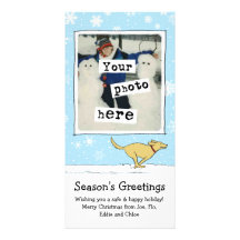 Cute Yellow Lab - Happy Winter Snow Dog Holiday Photo Card Template