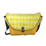 Cute Yellow Owl Argyle Pattern Messenger Bag