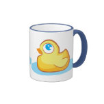 Cute yellow rubber ducky with bubbles mug mugs