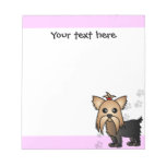 Cute Yorkshire Terrier Cartoon Paw Prints Pink Note Pad