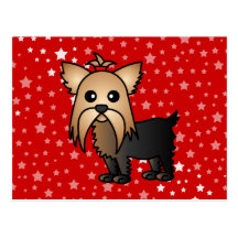 Cute Yorkshire Terrier Cartoon Postcards