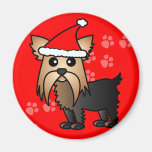 Cute Yorkshire Terrier Cartoon Santa Hat Magnets