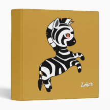Cute Zebra 3 Ring Binder