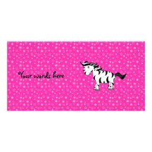 Cute zebra pink stars custom photo card
