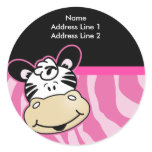 Cute Zebra Pink Stripe Address Label envelope seal stickers