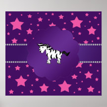 Cute zebra purple pink stars print