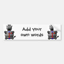 Cute zebra with a zipper bumper sticker