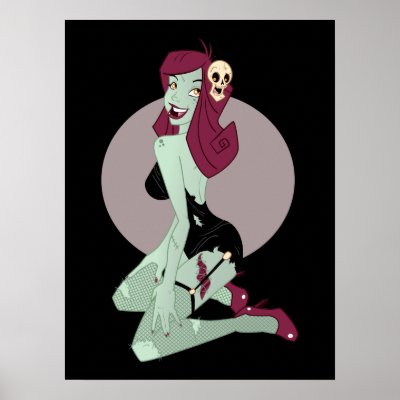 Cute Zombie PinUp Girl Poster by 3ddevine