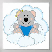 Cutelyn Baby Boy Angel Koala Bear On Clouds Posters